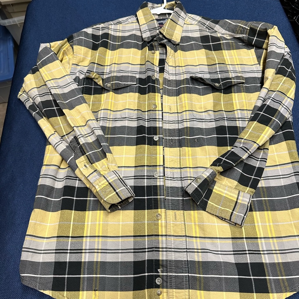 Men's Yellow and Black Plaid Shirt